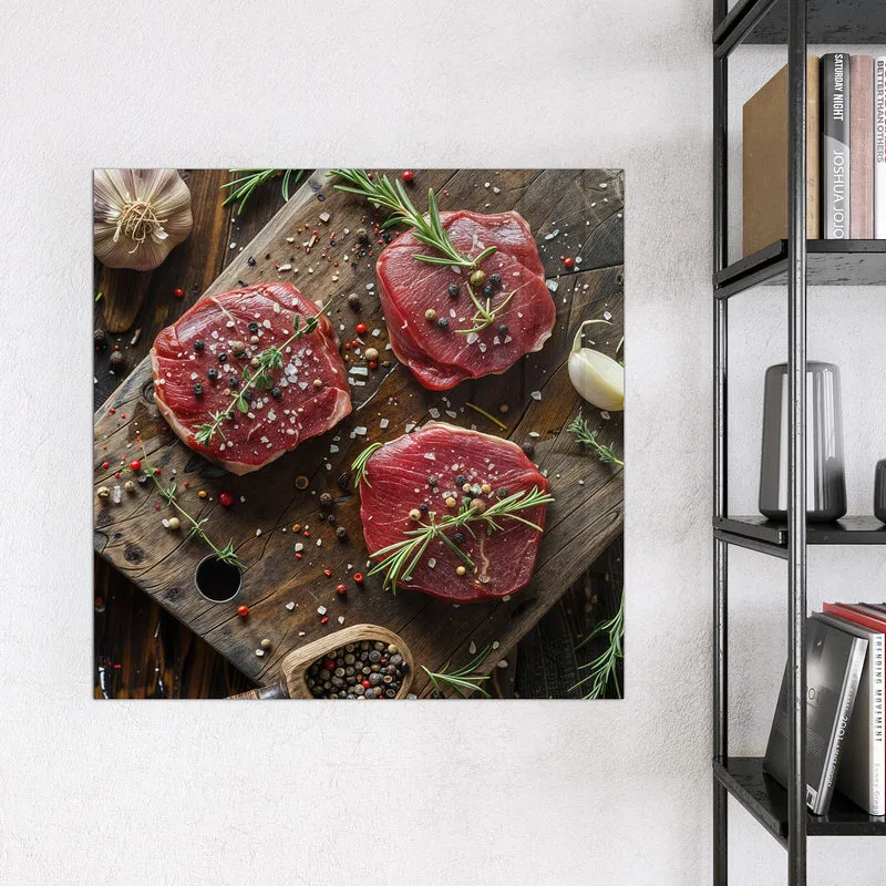 Magnettafel - Steaks mit Knoblauch