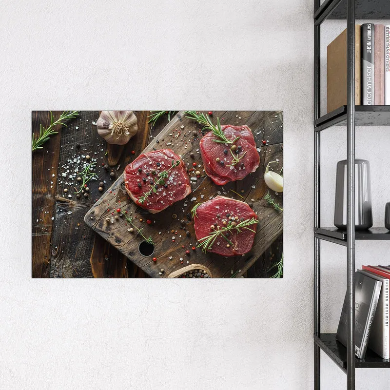 Magnettafel - Steaks mit Knoblauch
