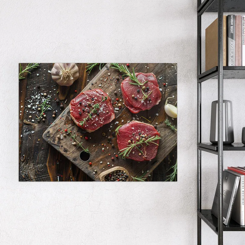 Magnettafel - Steaks mit Knoblauch