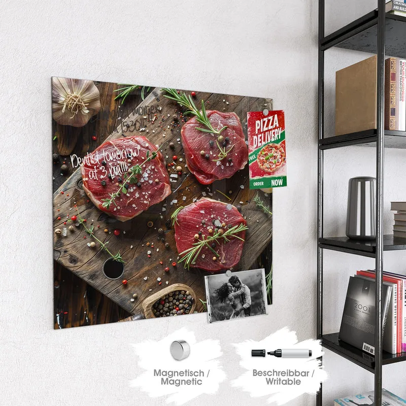 Magnettafel - Steaks mit Knoblauch