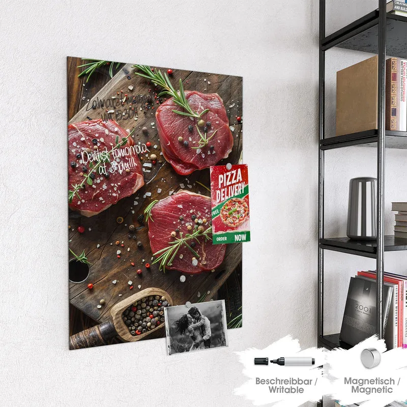 Magnettafel - Steaks mit Knoblauch