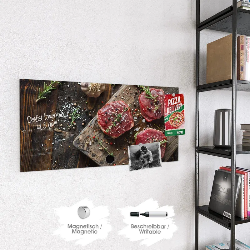 Magnettafel - Steaks mit Knoblauch