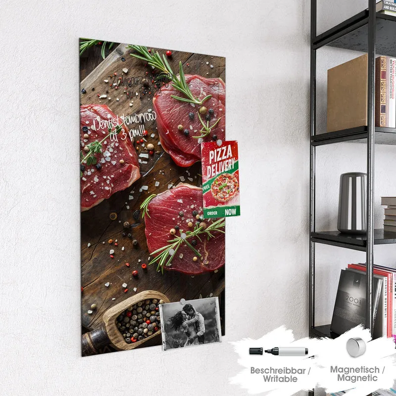 Magnettafel - Steaks mit Knoblauch