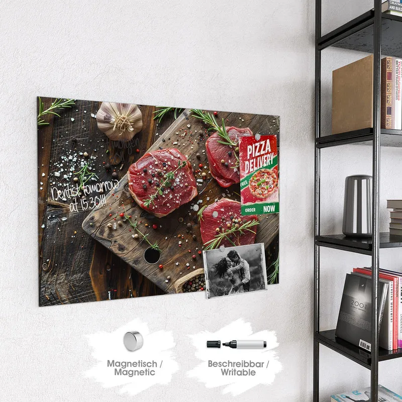 Magnettafel - Steaks mit Knoblauch