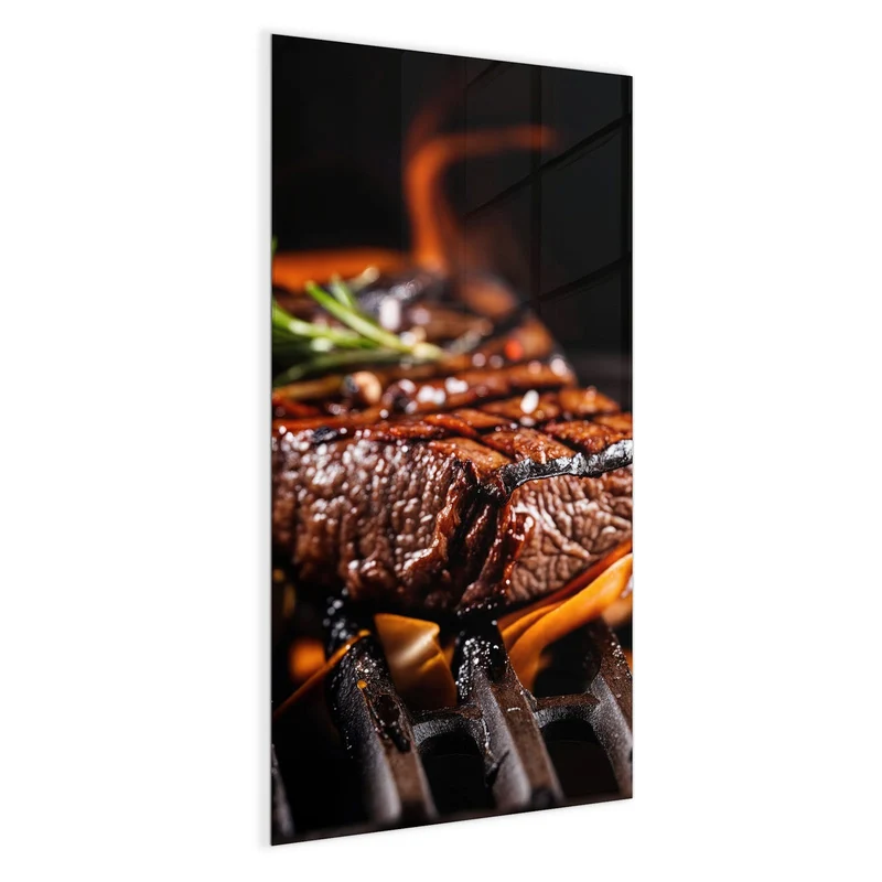 Magnettafel - Steaks über Flammen