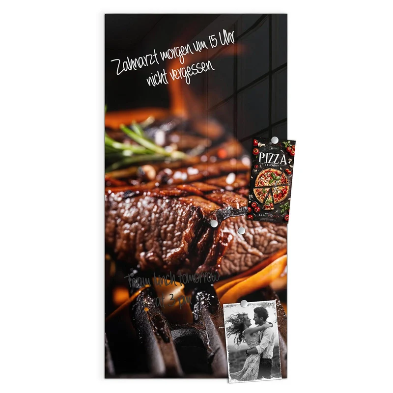 Magnettafel - Steaks über Flammen