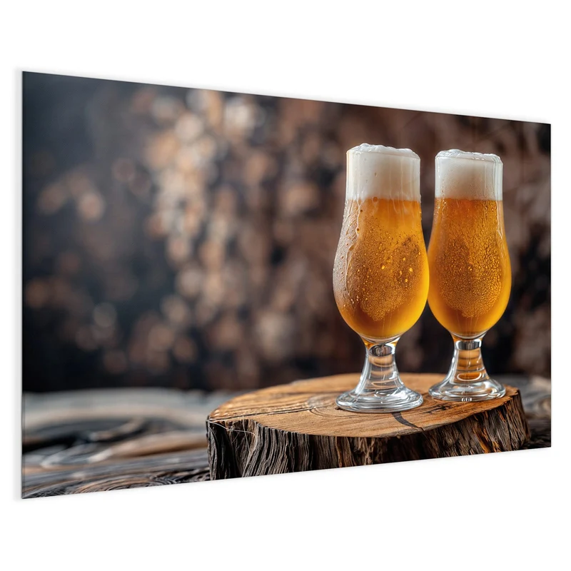 Magnettafel - Bier auf Holzstumpf