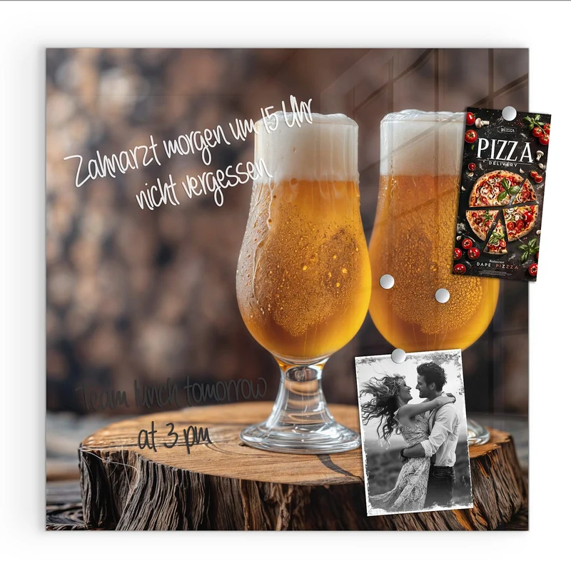 Magnettafel - Bier auf Holzstumpf