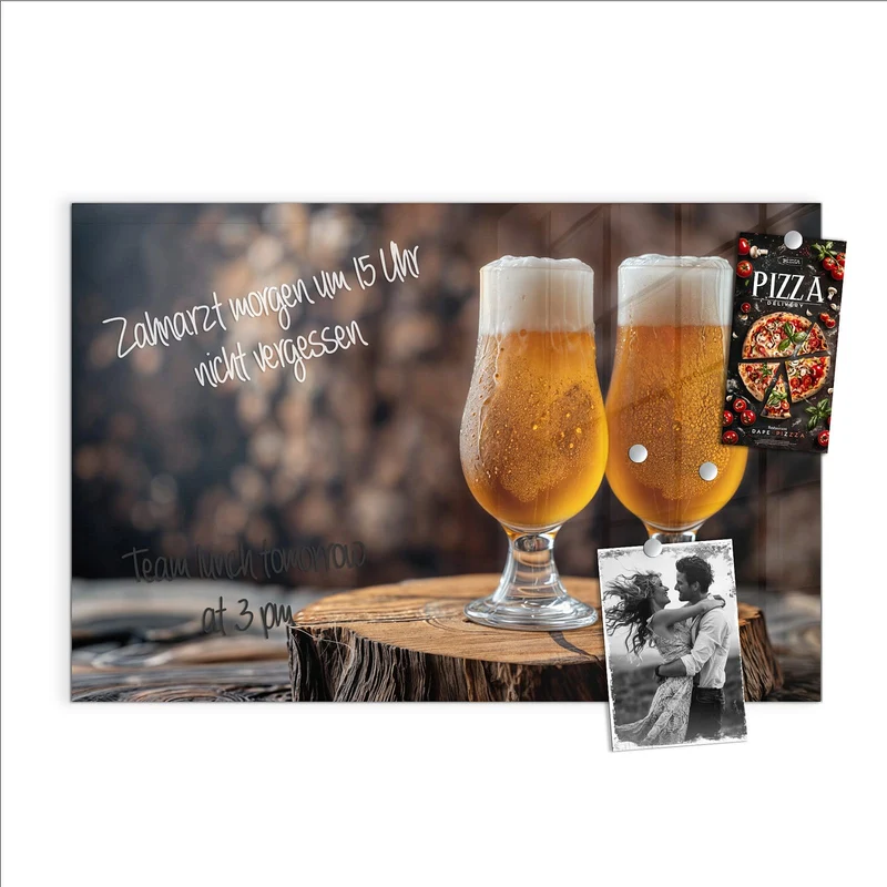 Magnettafel - Bier auf Holzstumpf