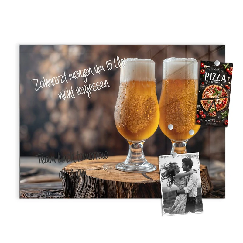 Magnettafel - Bier auf Holzstumpf