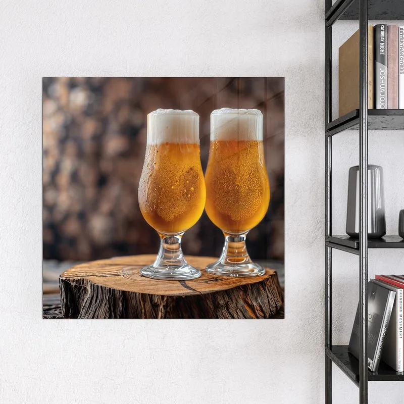 Magnettafel - Bier auf Holzstumpf