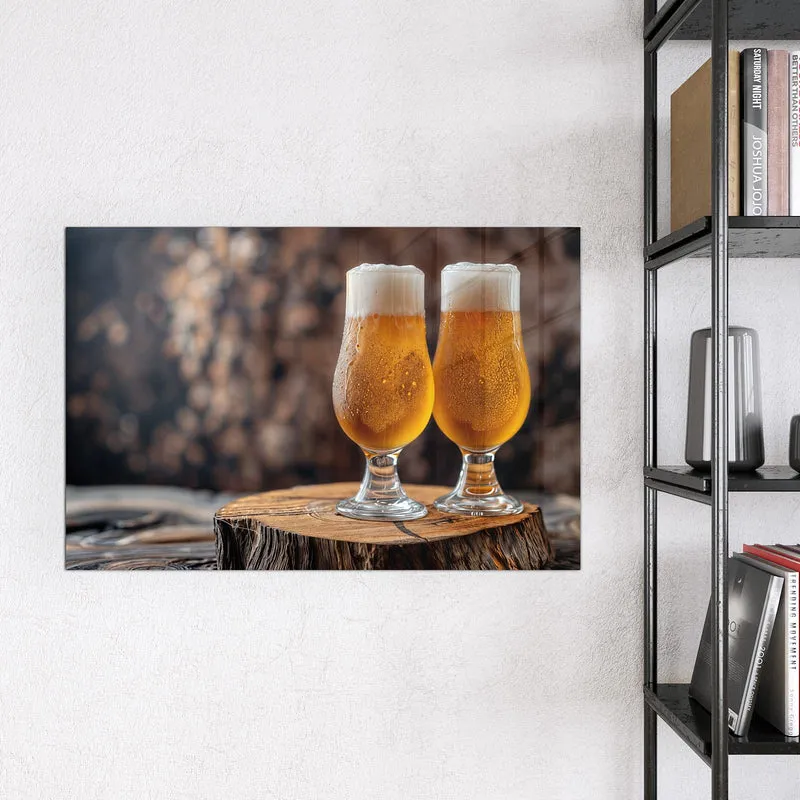 Magnettafel - Bier auf Holzstumpf