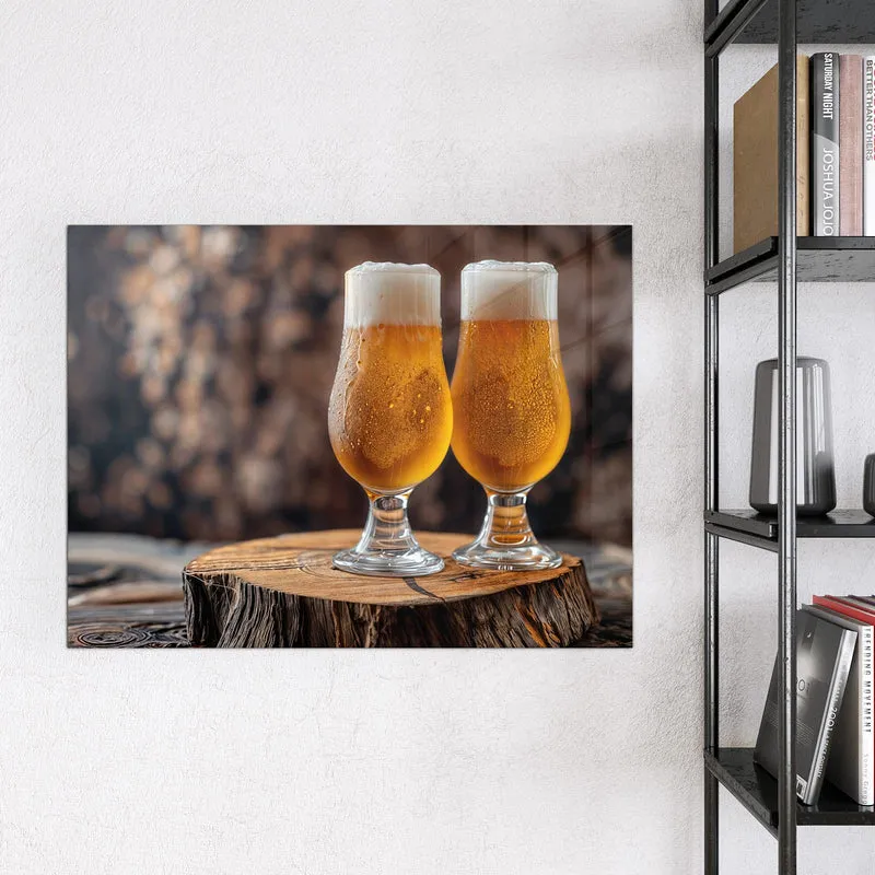 Magnettafel - Bier auf Holzstumpf