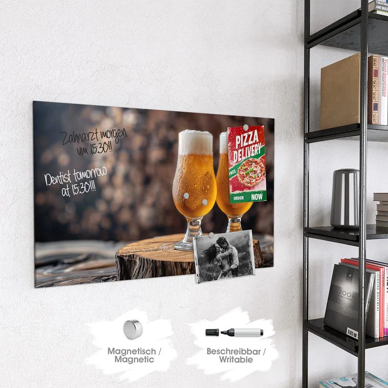 Magnettafel - Bier auf Holzstumpf