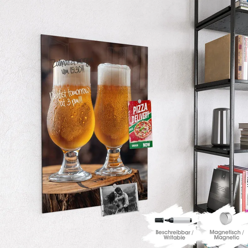 Magnettafel - Bier auf Holzstumpf