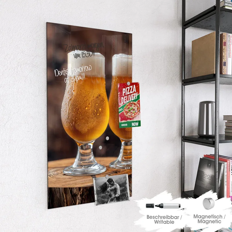 Magnettafel - Bier auf Holzstumpf