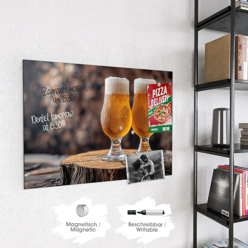 Magnettafel - Bier auf Holzstumpf