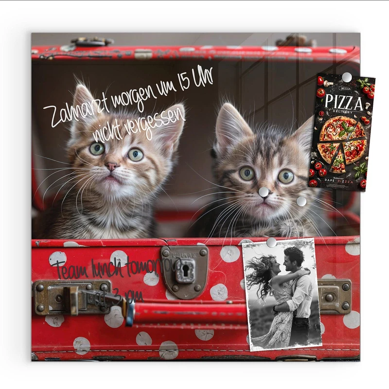 Magnettafel - Katzen im Koffer