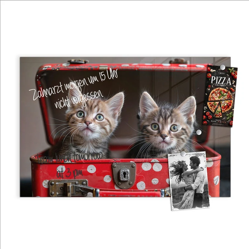 Magnettafel - Katzen im Koffer