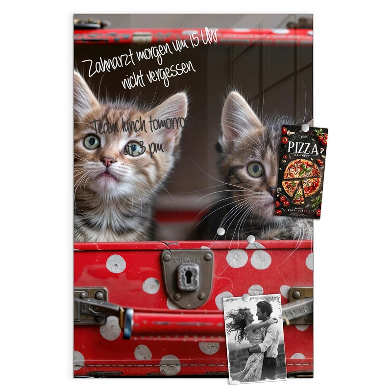 Magnettafel - Katzen im Koffer