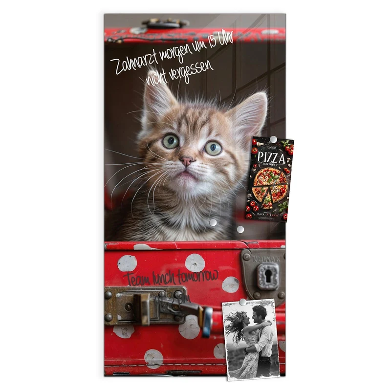 Magnettafel - Katzen im Koffer