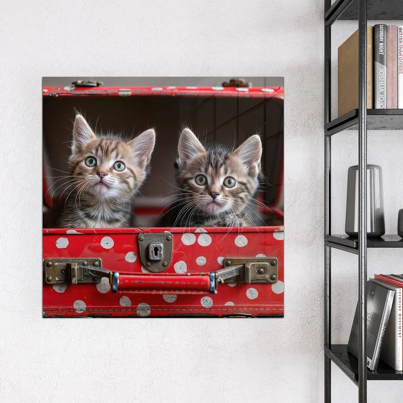 Magnettafel - Katzen im Koffer