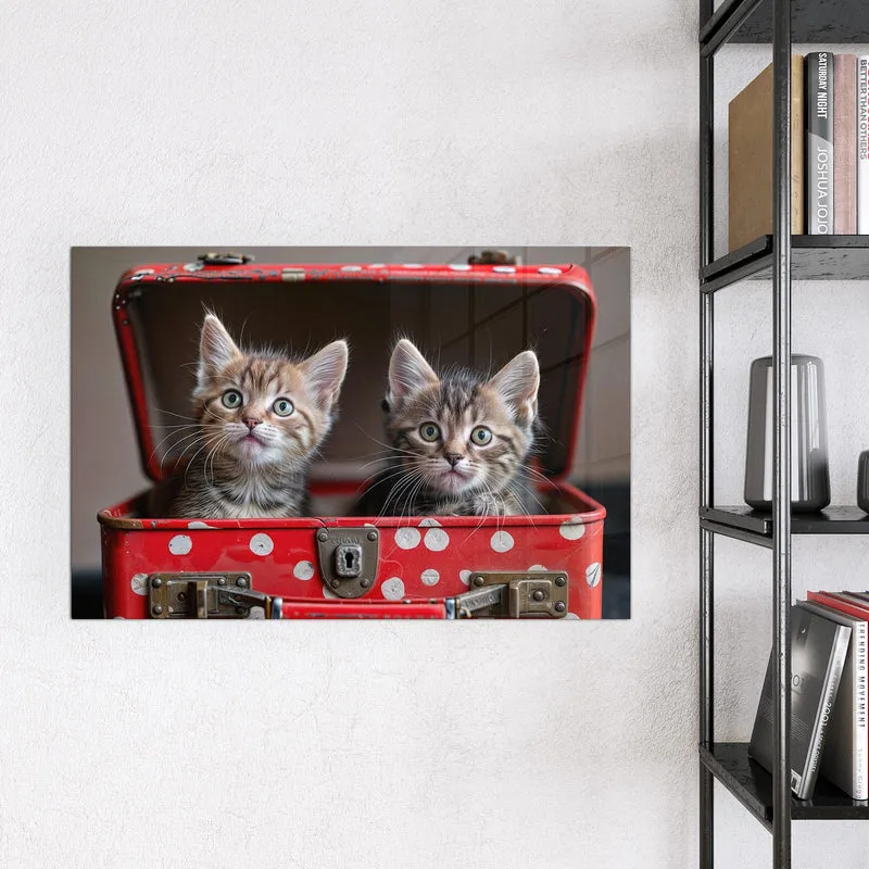 Magnettafel - Katzen im Koffer