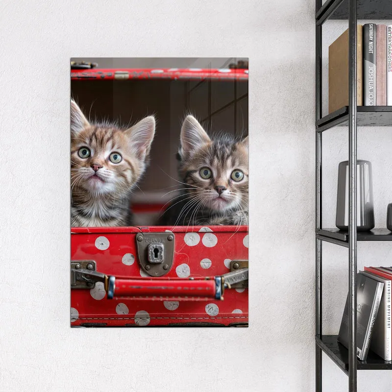 Magnettafel - Katzen im Koffer