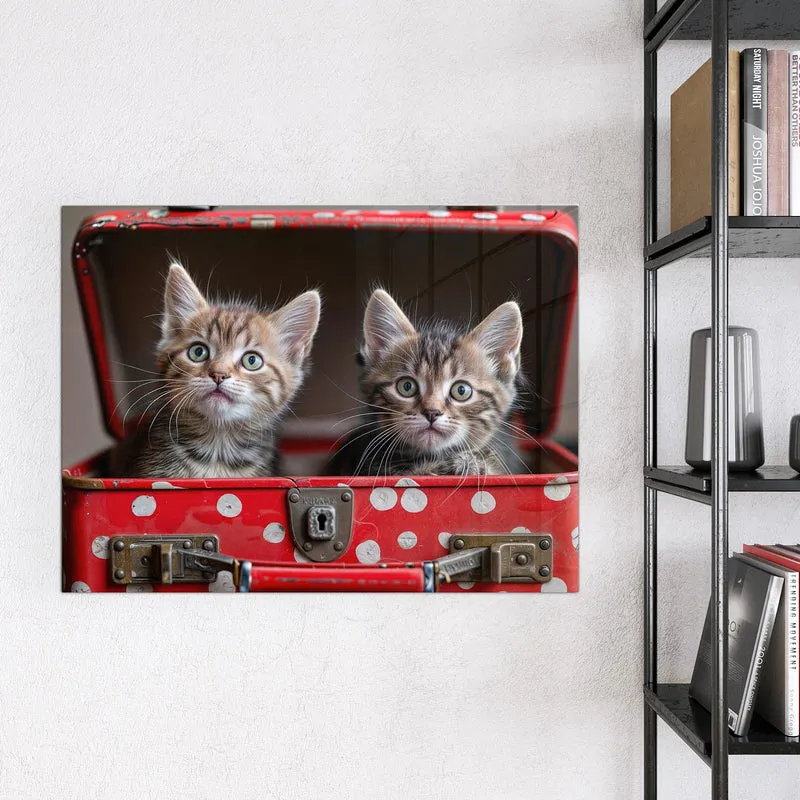 Magnettafel - Katzen im Koffer