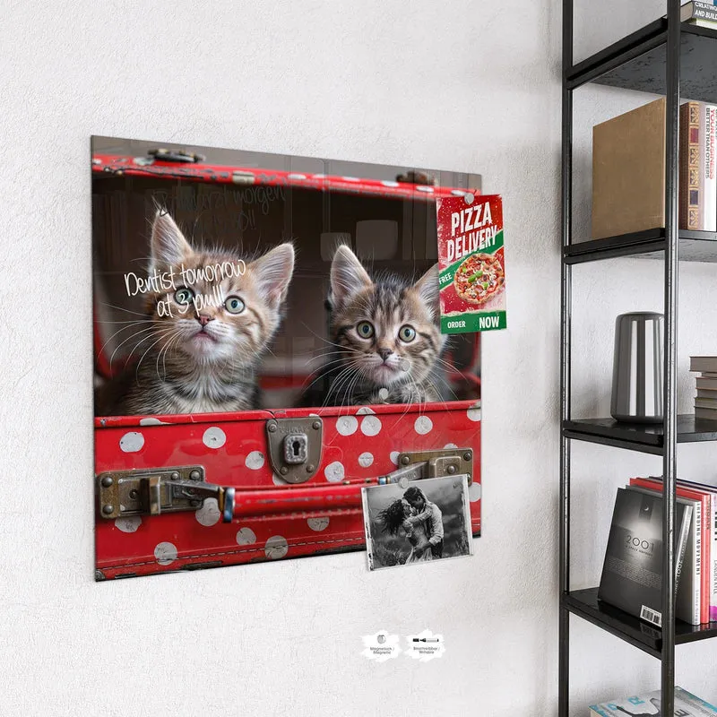 Magnettafel - Katzen im Koffer
