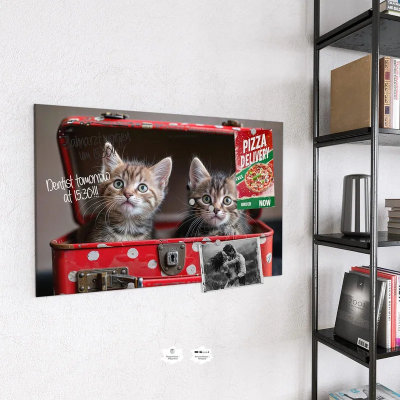 Magnettafel - Katzen im Koffer