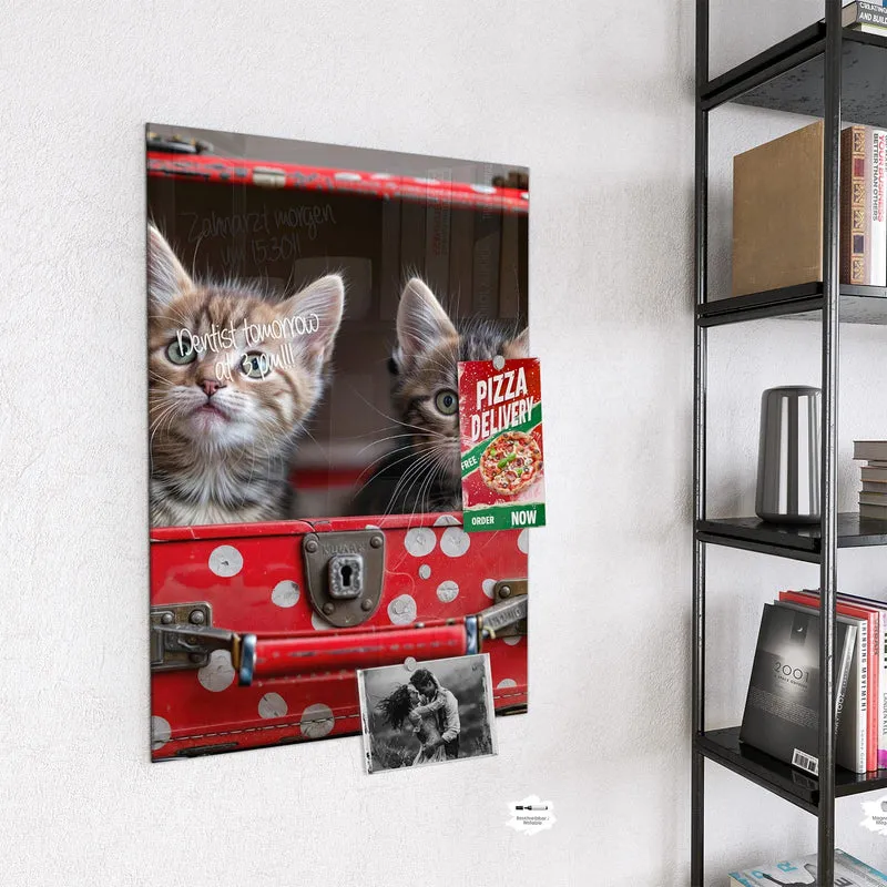 Magnettafel - Katzen im Koffer