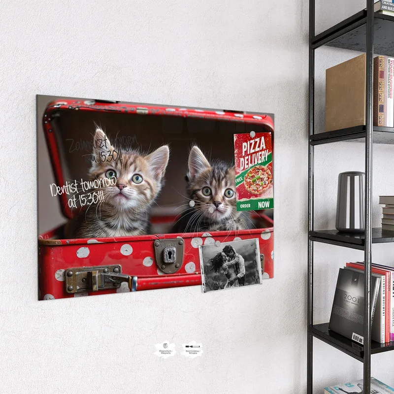 Magnettafel - Katzen im Koffer