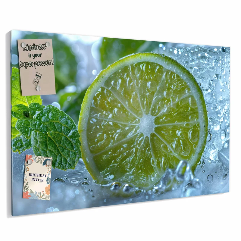 Metall Magnettafel - Limettenscheibe im Eis