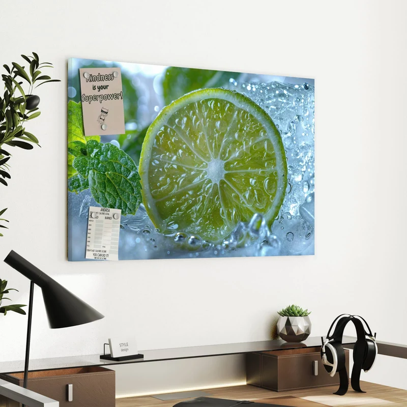 Metall Magnettafel - Limettenscheibe im Eis