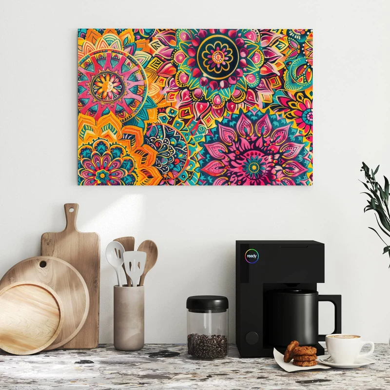 Metall Magnettafel - Bunte Mandalas
