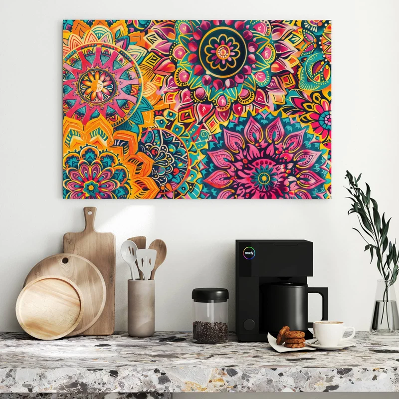 Metall Magnettafel - Bunte Mandalas
