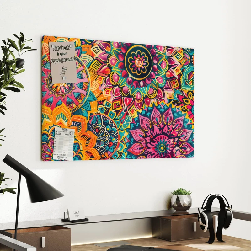 Metall Magnettafel - Bunte Mandalas