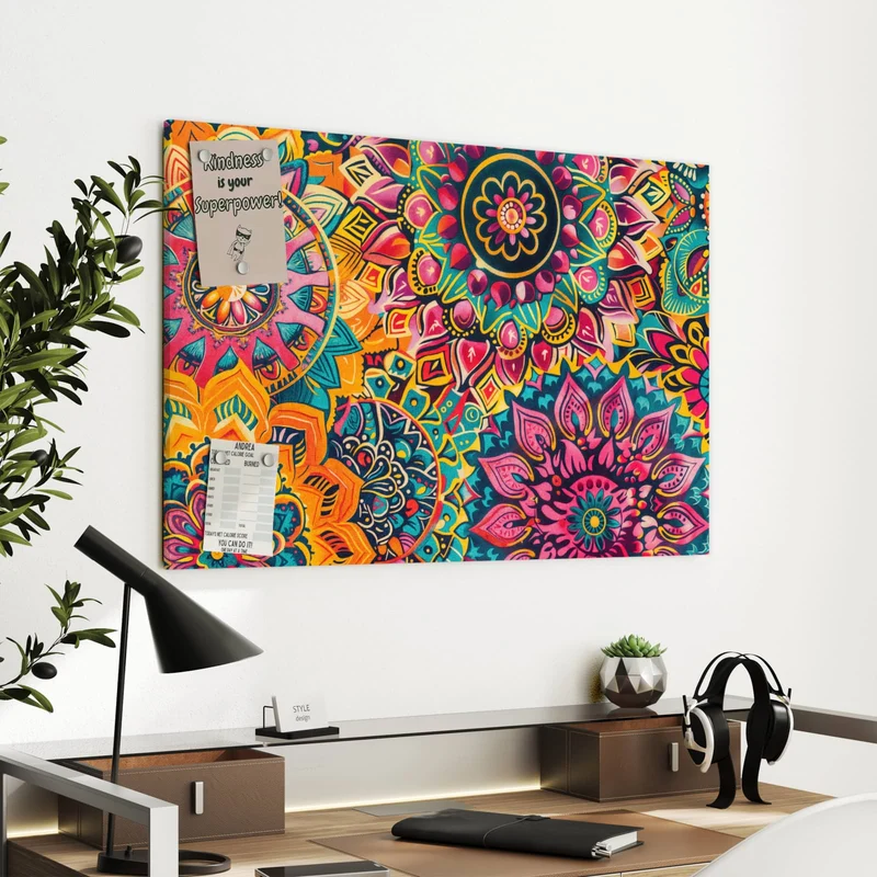 Metall Magnettafel - Bunte Mandalas