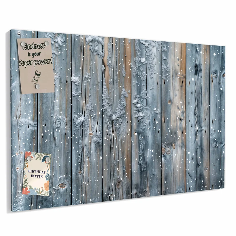 Metall Magnettafel - Winterliche Holzlatten