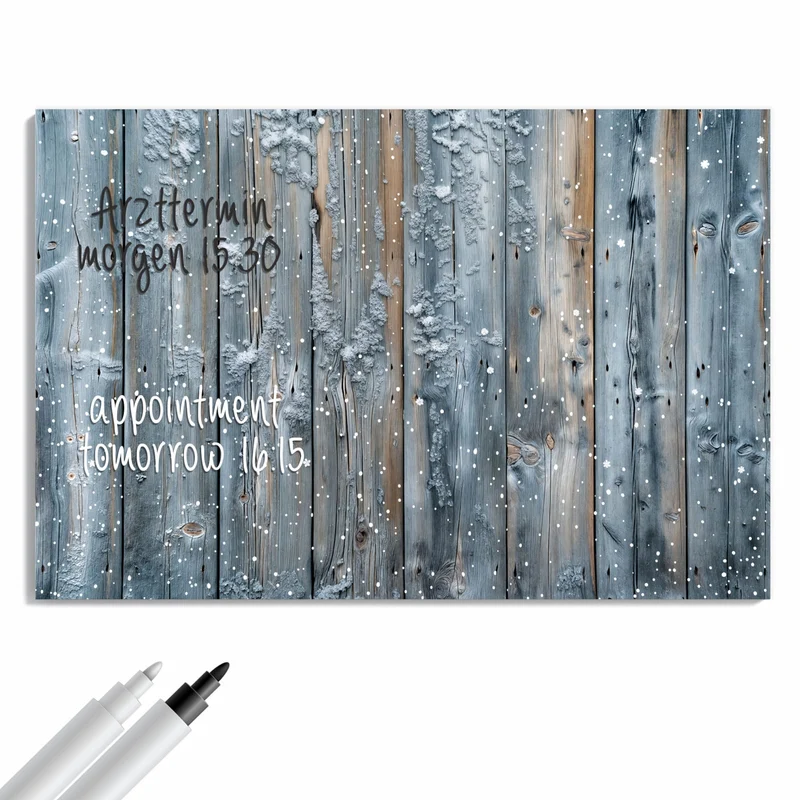 Metall Magnettafel - Winterliche Holzlatten