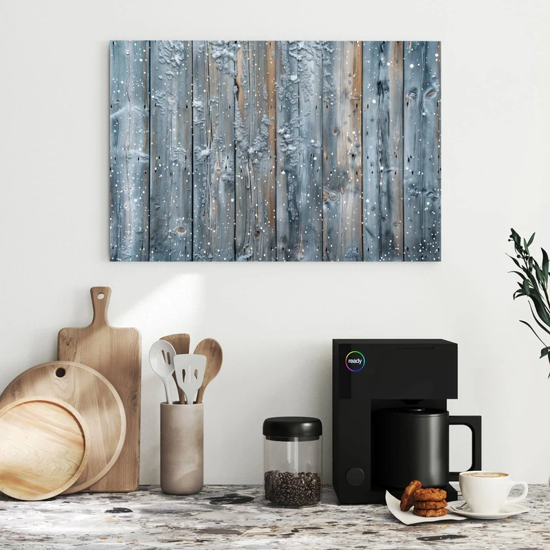 Metall Magnettafel - Winterliche Holzlatten