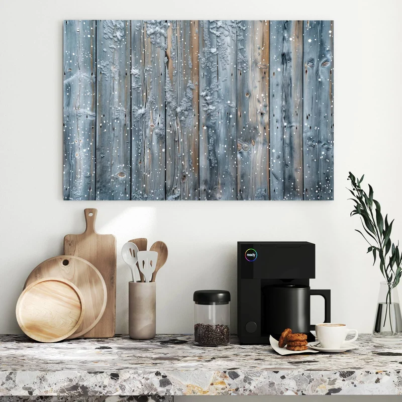 Metall Magnettafel - Winterliche Holzlatten