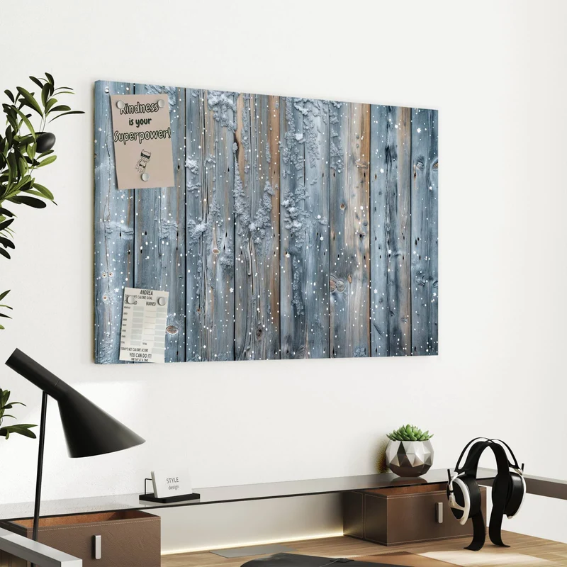 Metall Magnettafel - Winterliche Holzlatten
