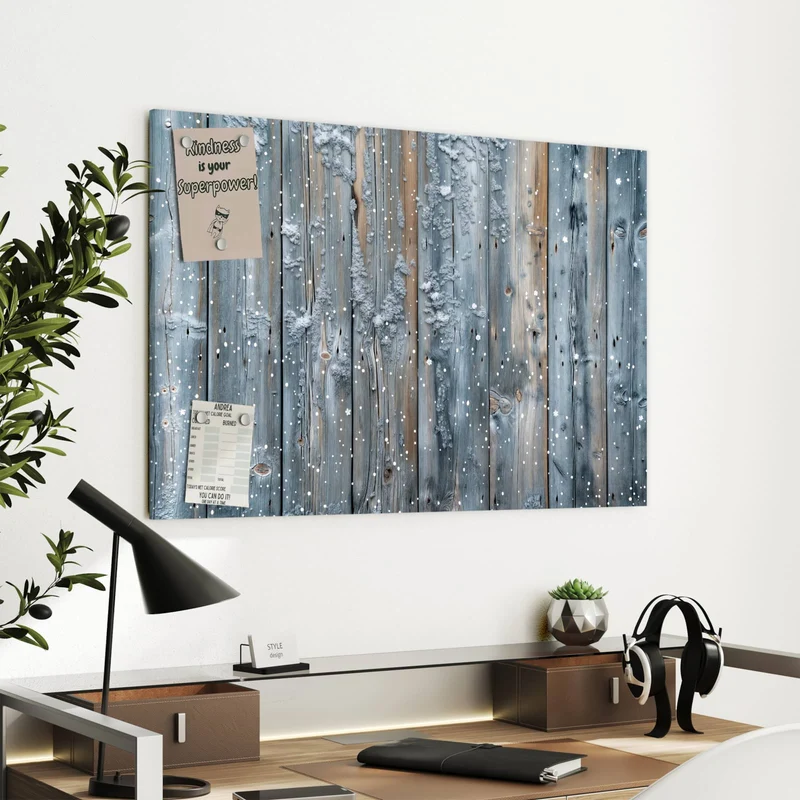 Metall Magnettafel - Winterliche Holzlatten