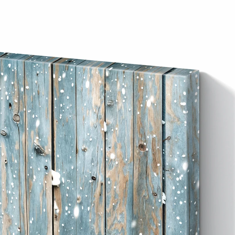 Metall Magnettafel - Schneeflocken auf Holz