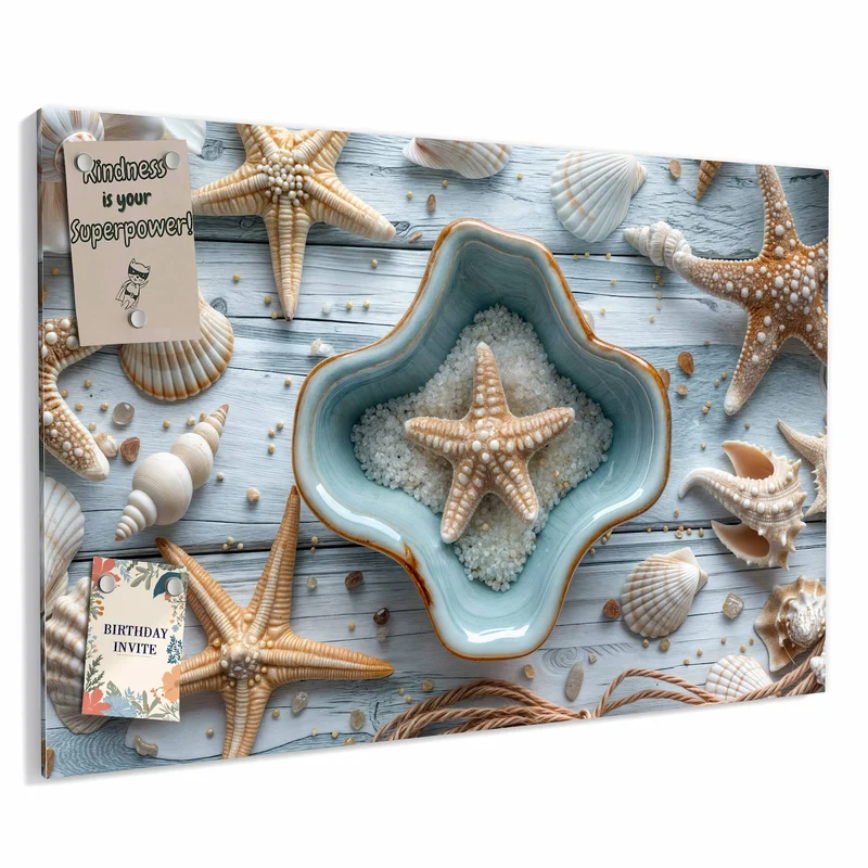 Metall Magnettafel - Seesterne und Muscheln