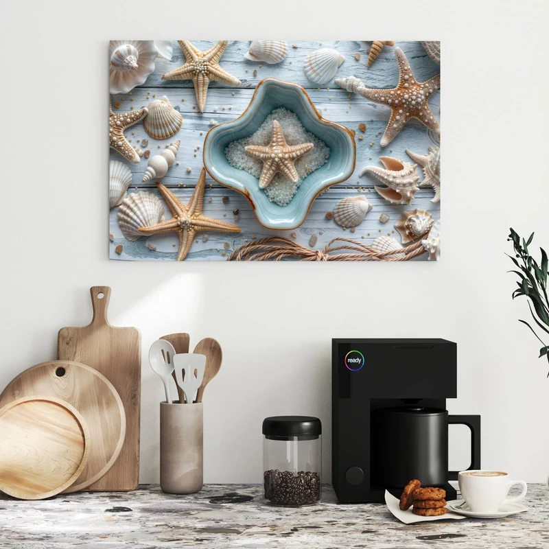 Metall Magnettafel - Seesterne und Muscheln