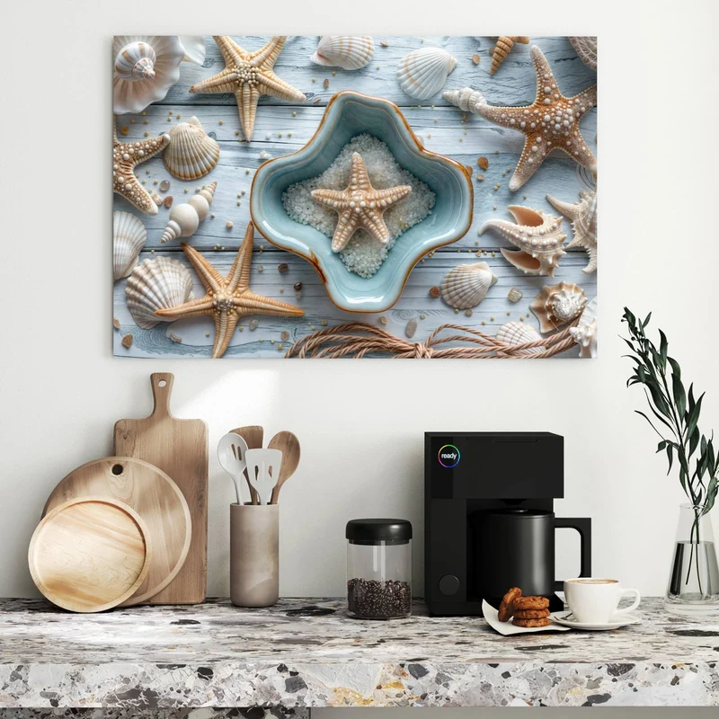 Metall Magnettafel - Seesterne und Muscheln