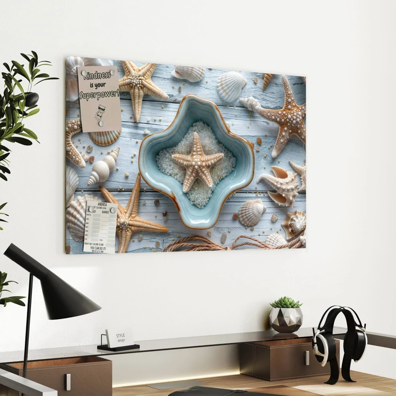 Metall Magnettafel - Seesterne und Muscheln